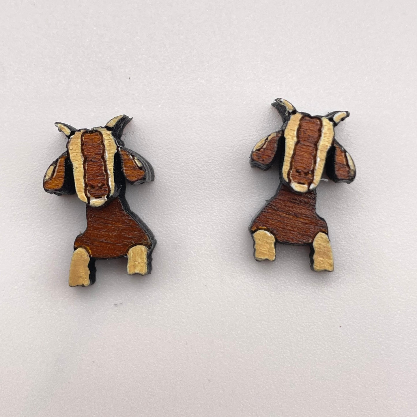 3D Goat Stud Earrings