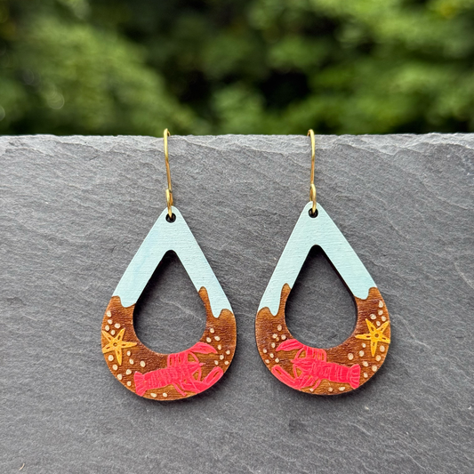 Lobster Open Teardrop Dangle Earrings