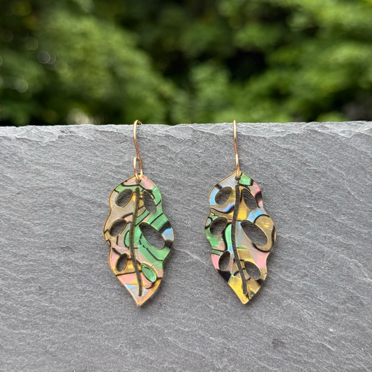 Monstera Leaf Acrylic Drop Dangle Earrings