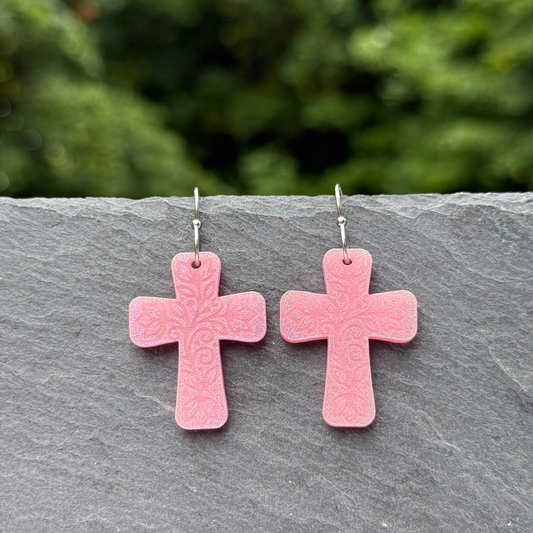 Acrylic Cross Drop Dangle Earrings