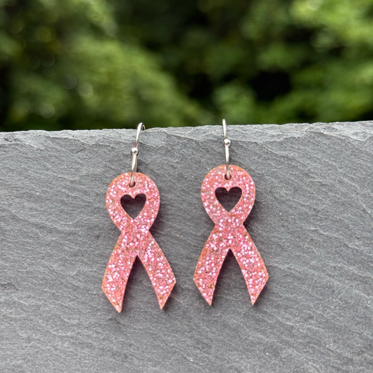 Cancer Awareness Ribbon Acrylic Drop Dangle Earrings