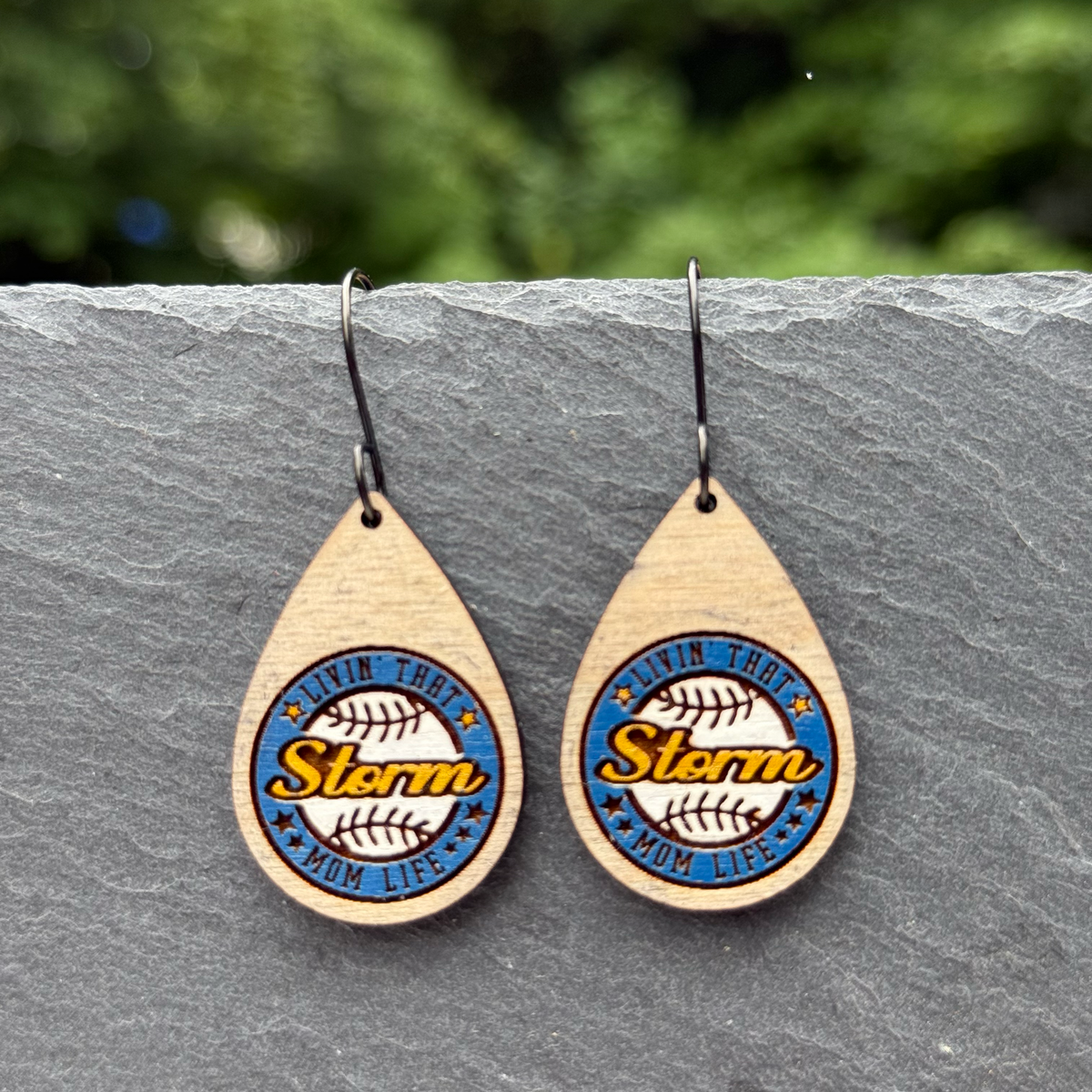 Livin' that ...  (baseball) Mom Life Drop Dangle Earrings