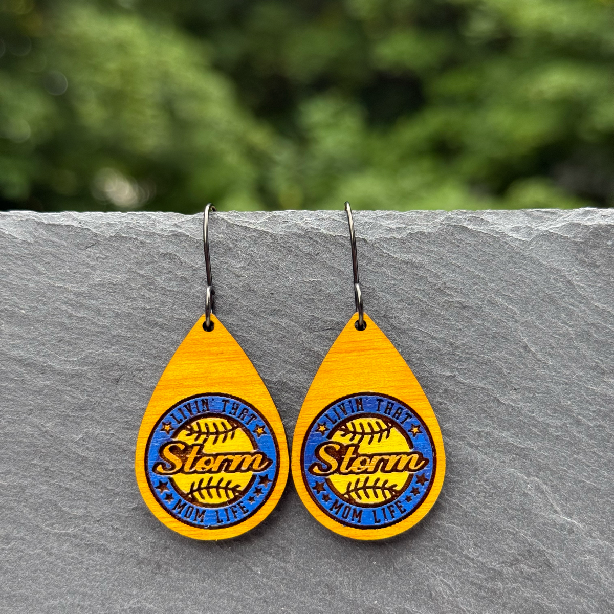 Livin' that ...  (softball) Mom Life Drop Dangle Earrings