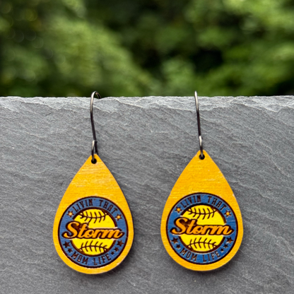Livin' that ...  (softball) Mom Life Drop Dangle Earrings