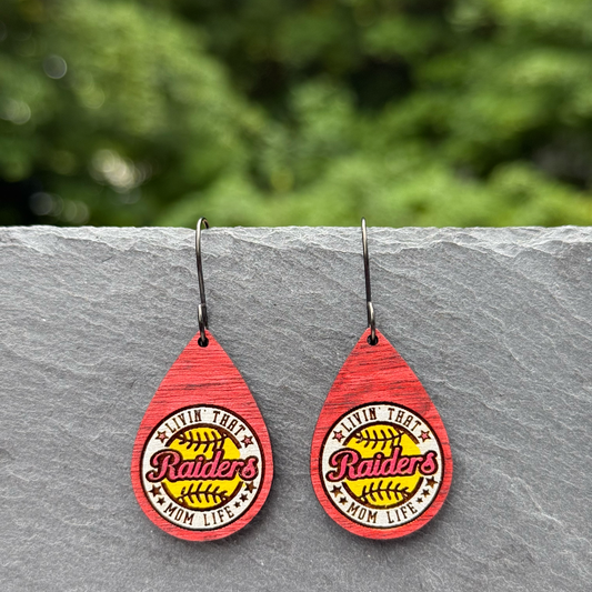 Livin' that ...  (softball) Mom Life Drop Dangle Earrings