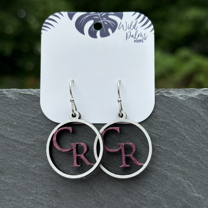 CR Circle Cutout Drop Dangle Earrings