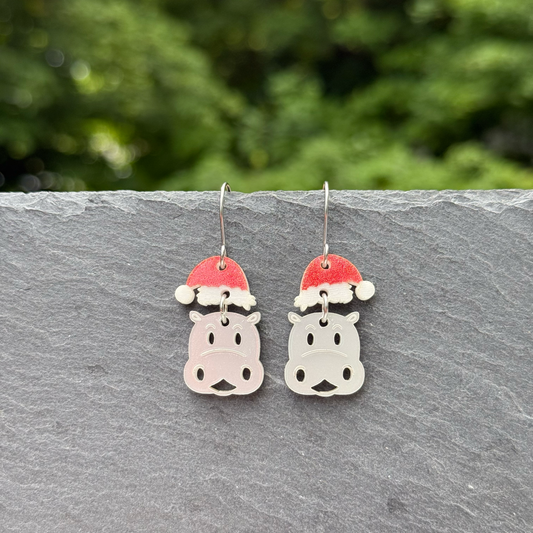 I Want a Hippopotamus for Christmas Acrylic Drop Dangle Earrings