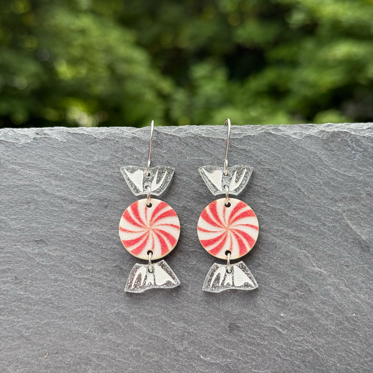 Peppermint Candy Acrylic Drop Dangle Earrings