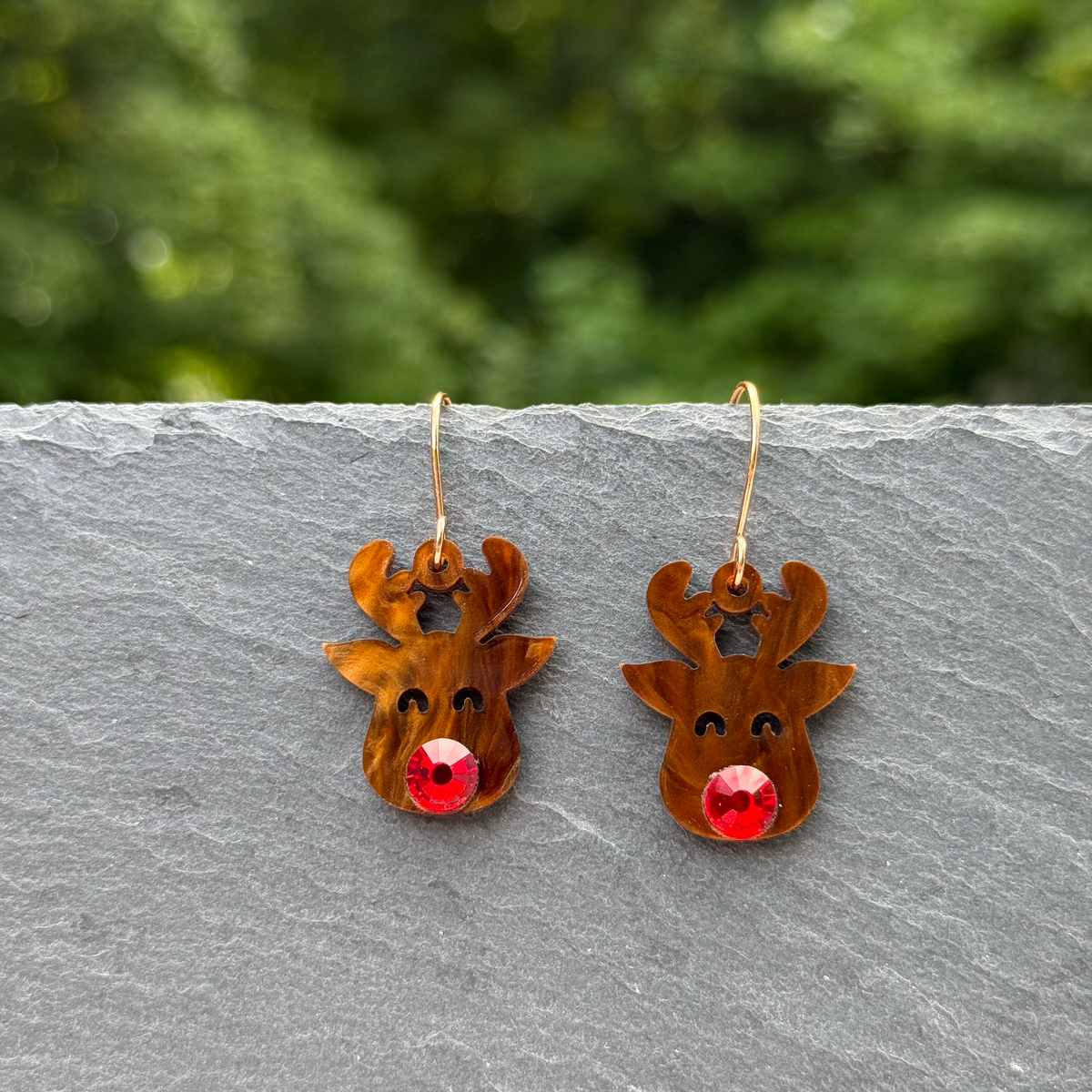 Rudolph Acrylic Drop Dangle Earrings
