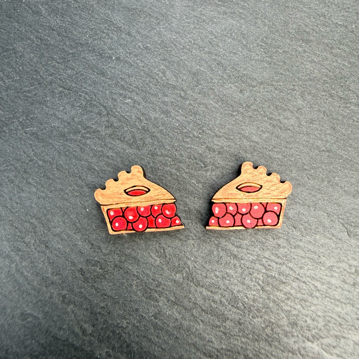 Cherry Pie Slice Stud Earrings