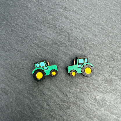 Green Tractor Stud Earrings
