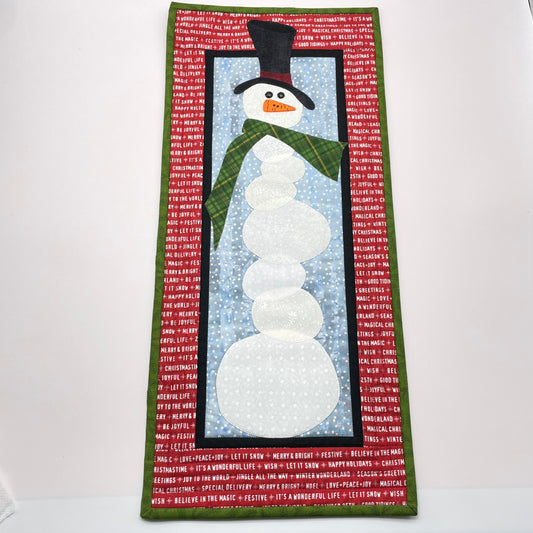 Snowman Green Scarf Quilted Wall Hanging