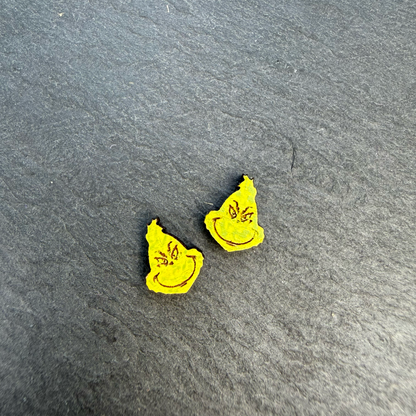 Grinch Simple Face Stud Earrings
