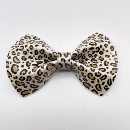 Tan Leopard Over-the-Collar Pet Bow