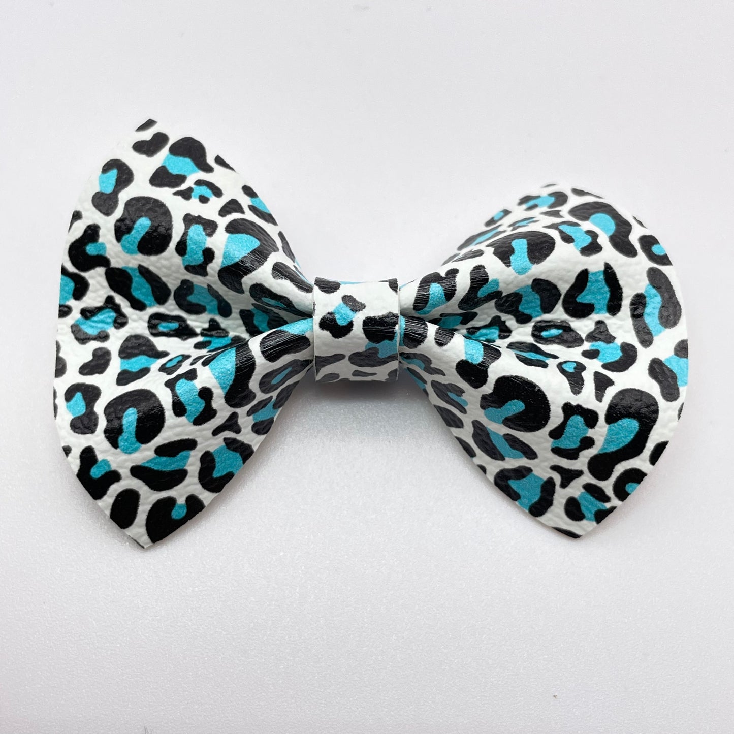 Teal Leopard Over-the-Collar Pet Bow