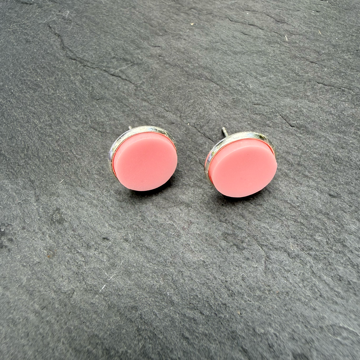 Pink Acrylic Circle Stud Earrings