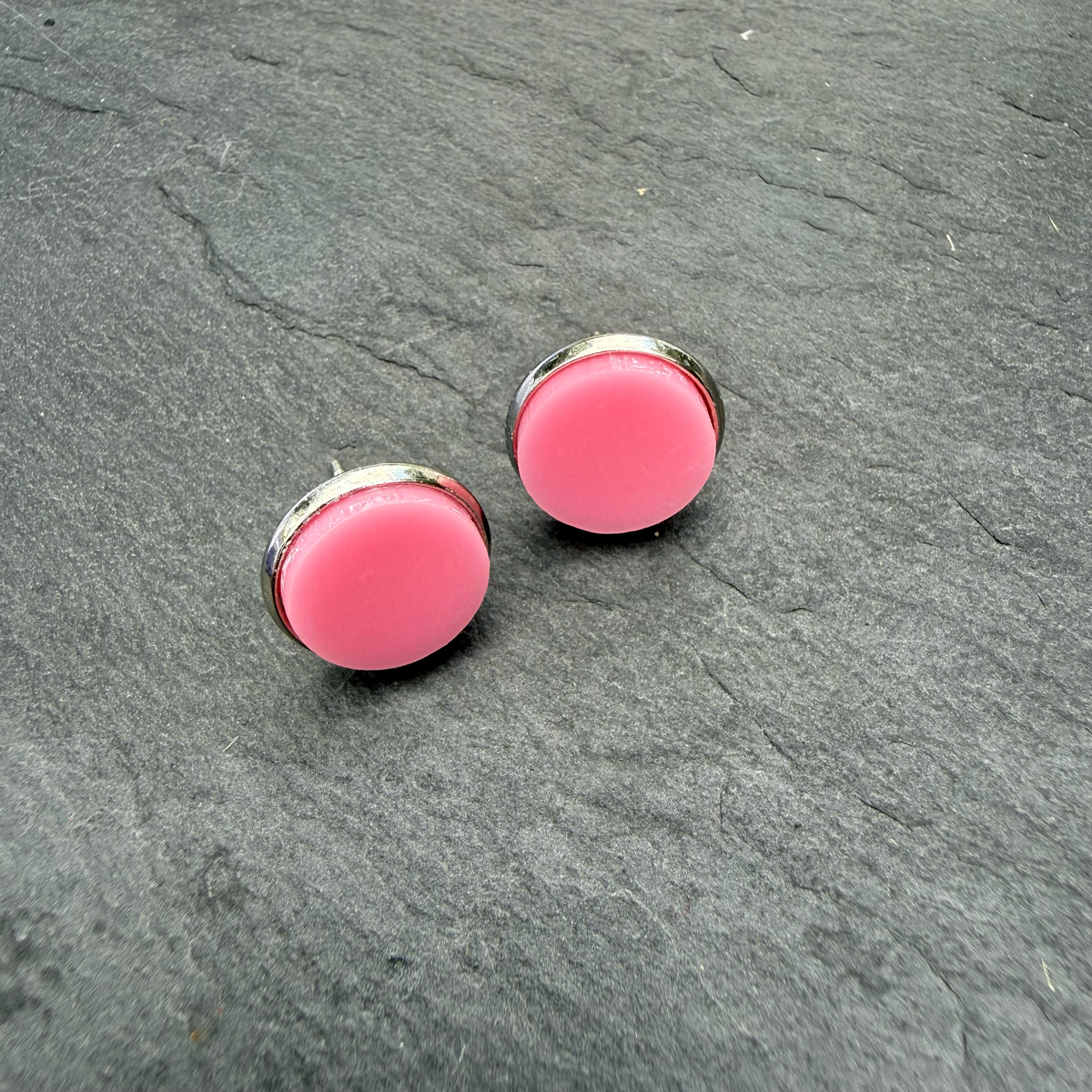 Pink Acrylic Circle Stud Earrings
