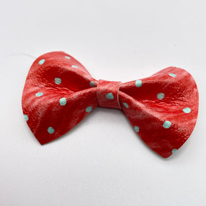 Soft Red Christmas Dot Over-the-Collar Pet Bow