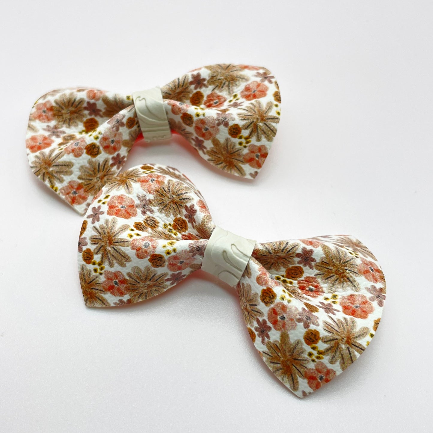 Tan + Peach Floral Over-the-Collar Pet Bow