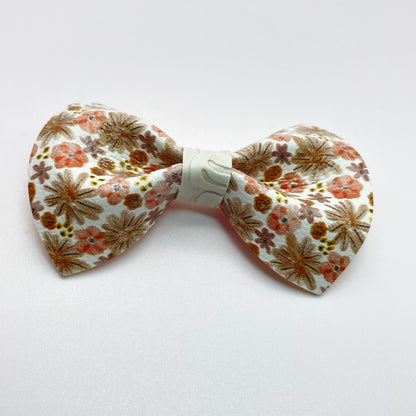 Tan + Peach Floral Over-the-Collar Pet Bow