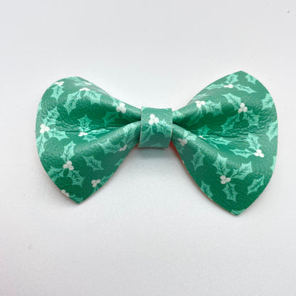 Holly Leaves Over-the-Collar Pet Bow