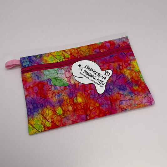 Bright Watercolor Wash Reusable Snack Bag