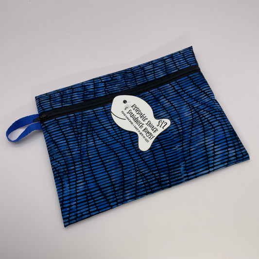 Blue Blurred Lines Reusable Snack Bag