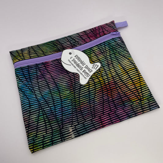 Rainbow Blurred Lines Reusable Snack Bag