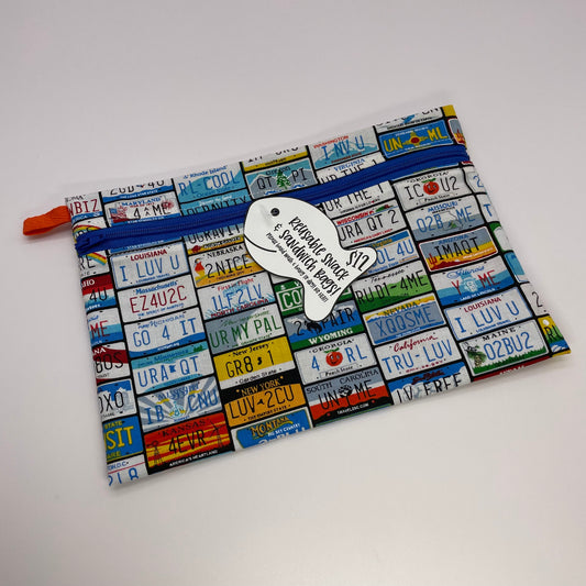 License Plates Reusable Snack Bag