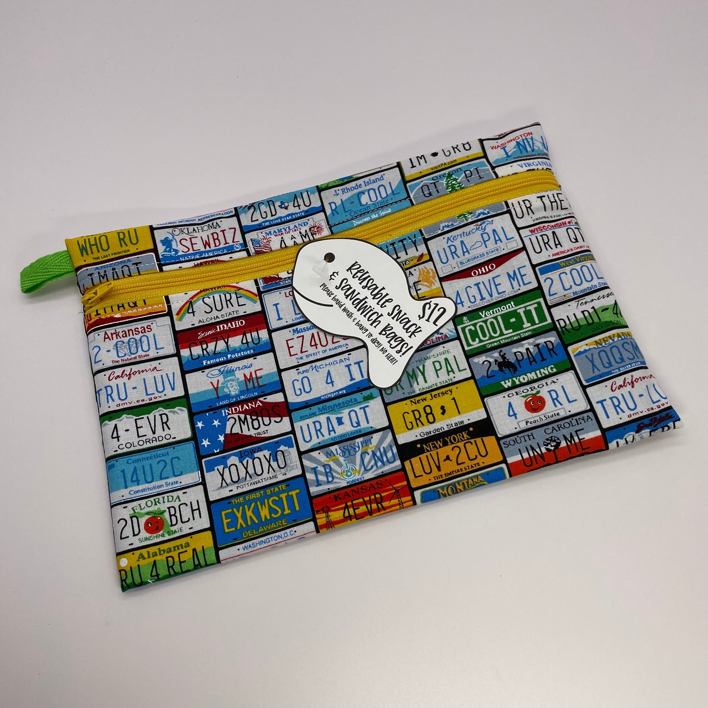 License Plates Reusable Snack Bag