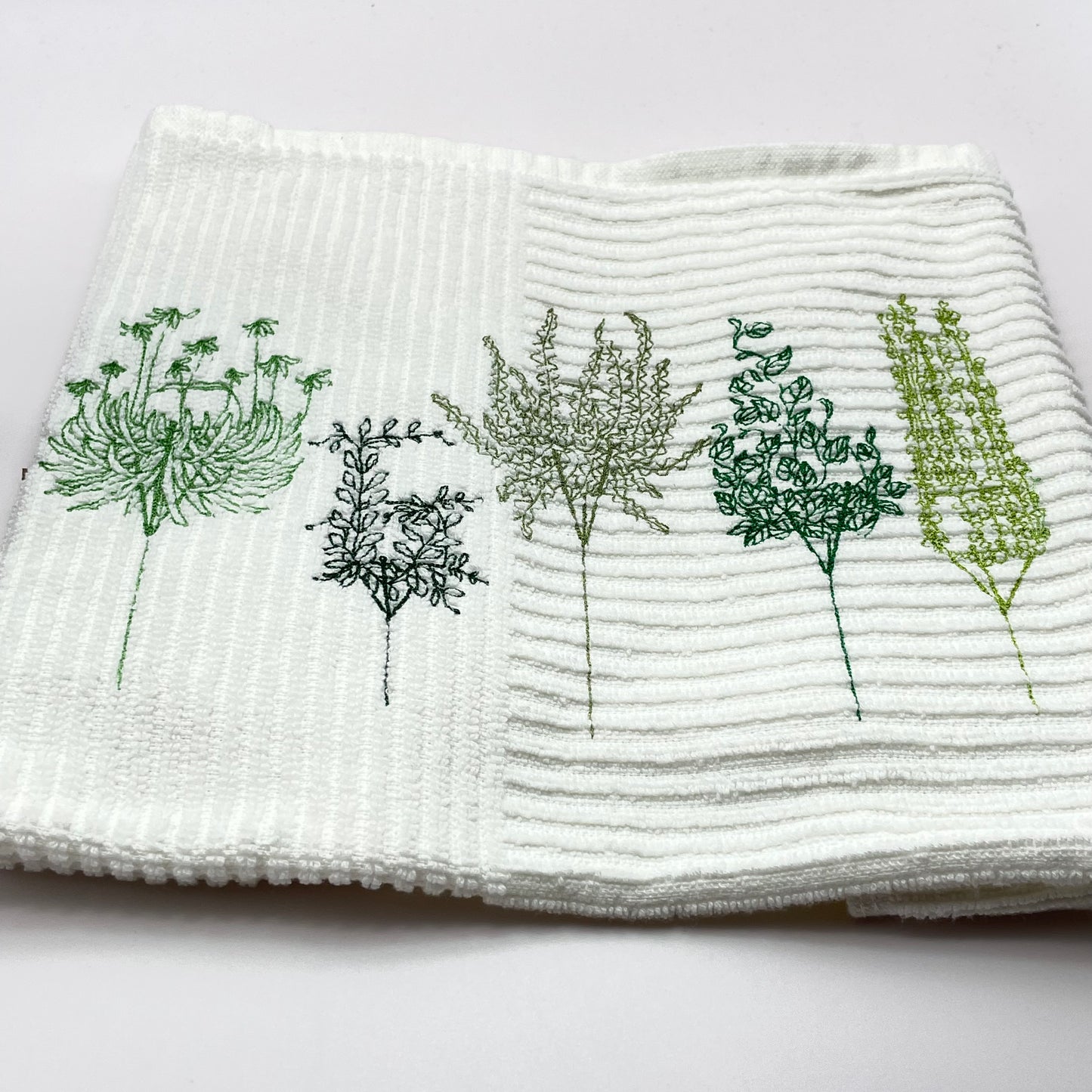 Hanging Plants Embroidered Tea Towel