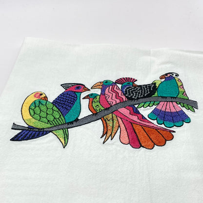 Branch of Birds Embroidered Tea Towel