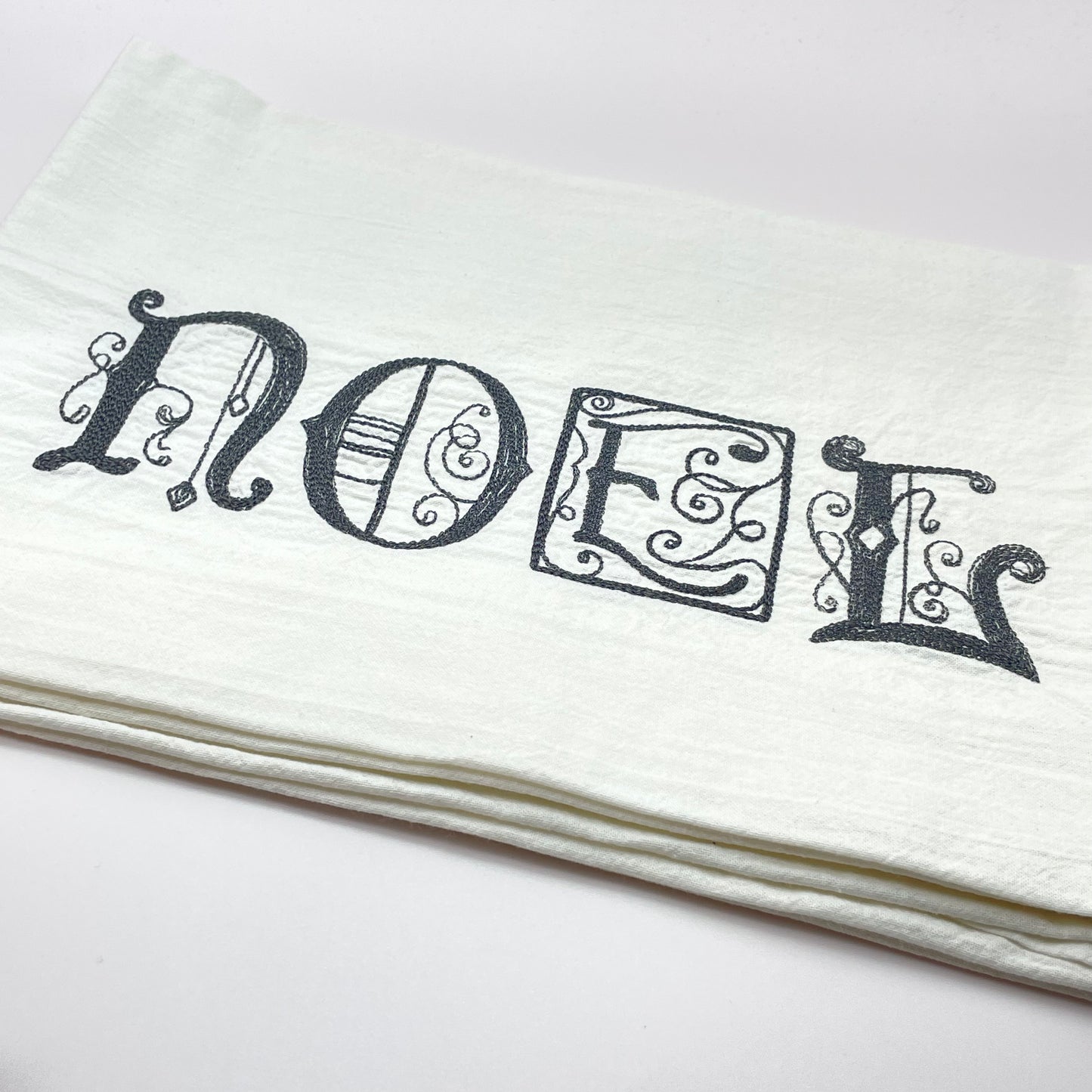 Noel Embroidered Tea Towel