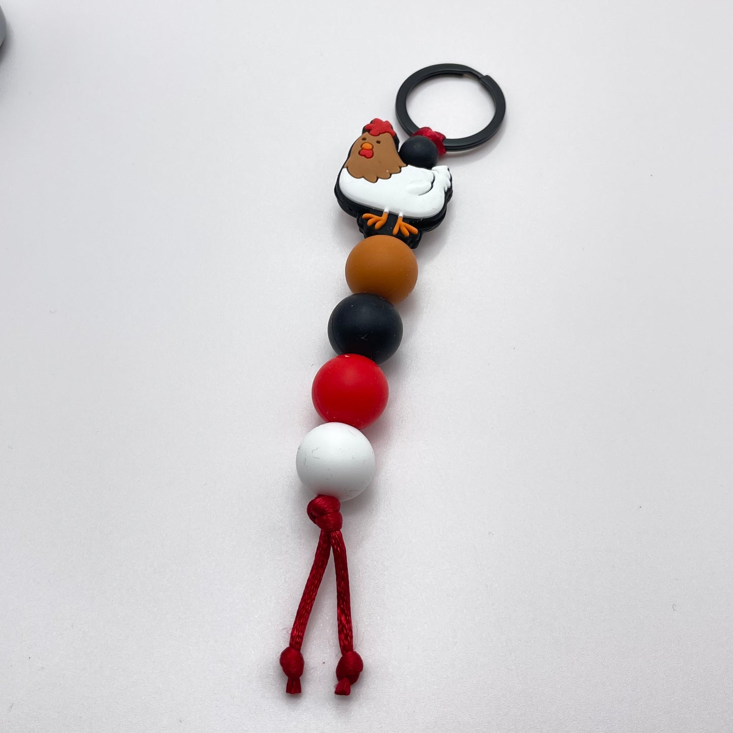 Chicken Silicone Bead Keychain