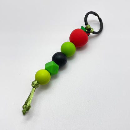 Apple Silicone Bead Keychain