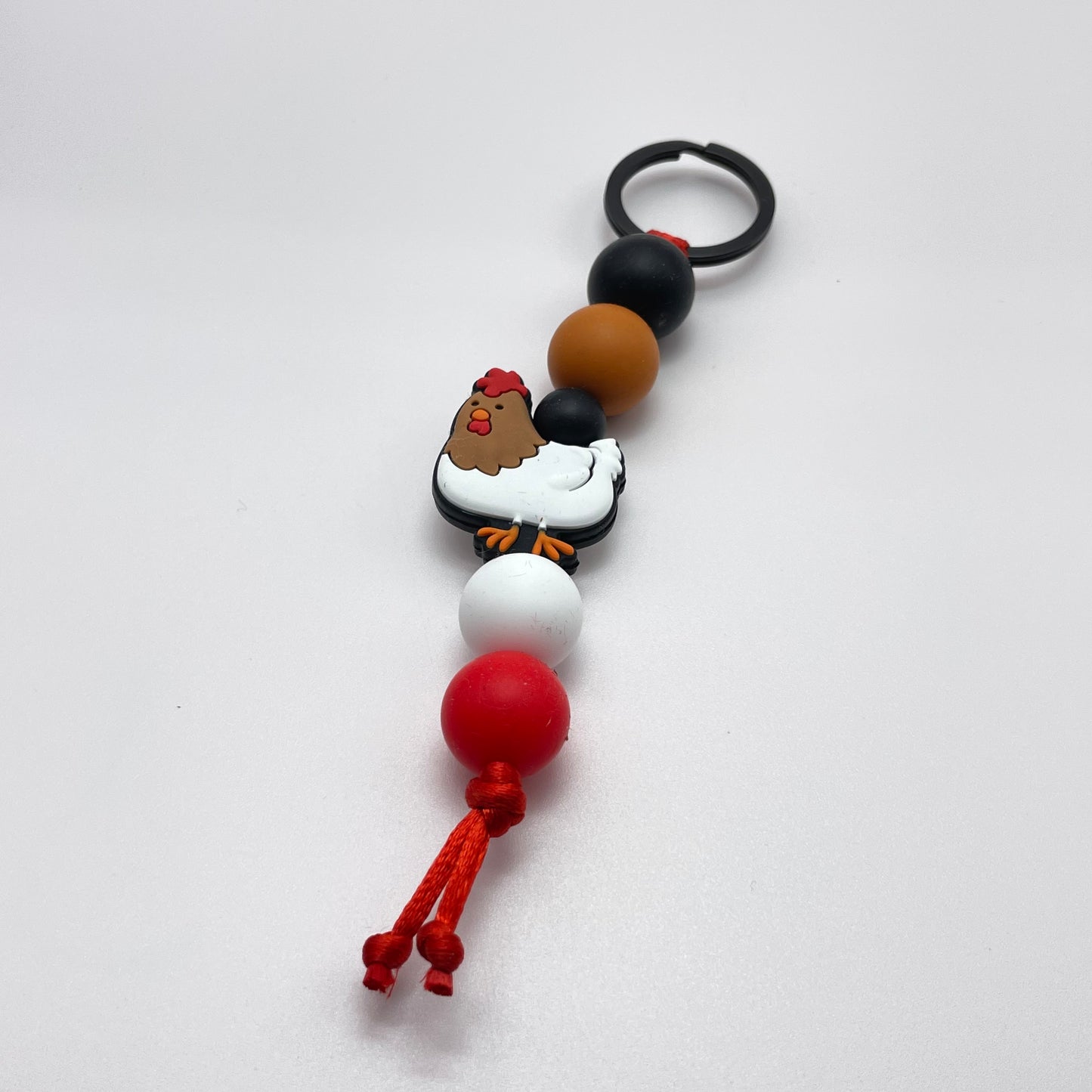 Chicken Silicone Bead Keychain