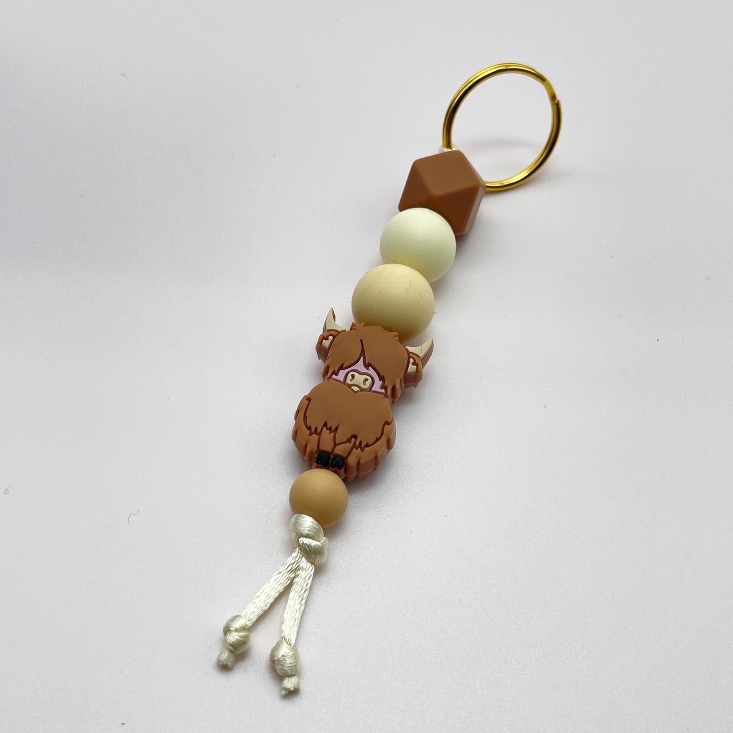 Highland Cow Silicone Bead Keychain