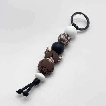 Highland Cow Silicone Bead Keychain