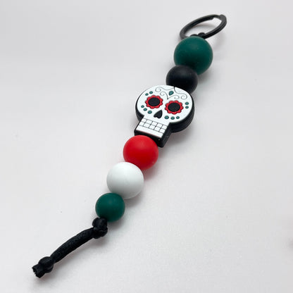 Sugarskull Silicone Bead Keychain