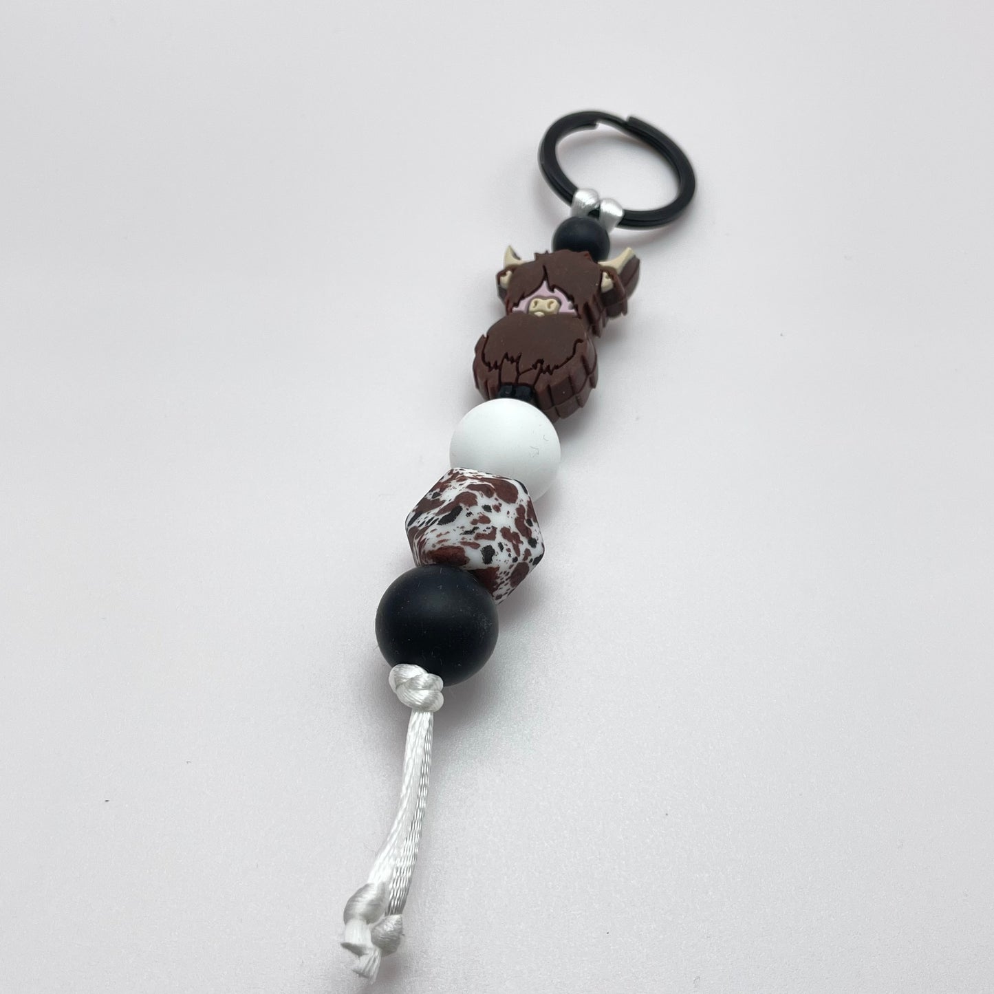 Highland Cow Silicone Bead Keychain