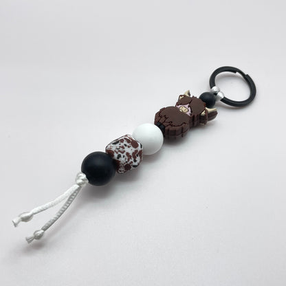 Highland Cow Silicone Bead Keychain