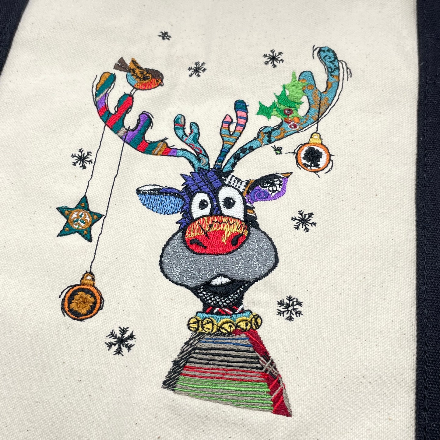 Colorful Deer Ornament Antlers Embroidered Tote Bag