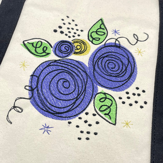 Periwinkle Posies Embroidered Tote Bag