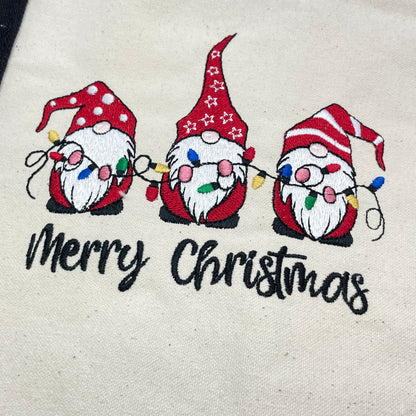 Gnome Trio Embroidered Tote Bag