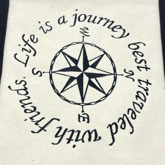 Life Compass Embroidered Tote Bag