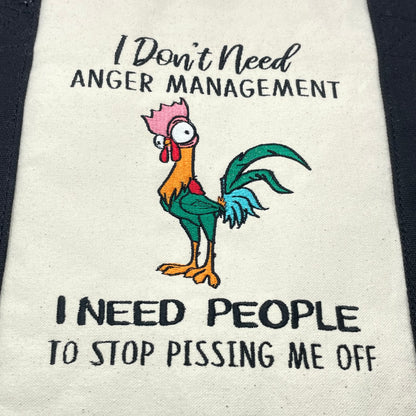 Chicken Anger Management Embroidered Tote Bag