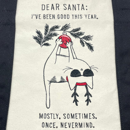 Dear Santa Cat Embroidered Tote Bag