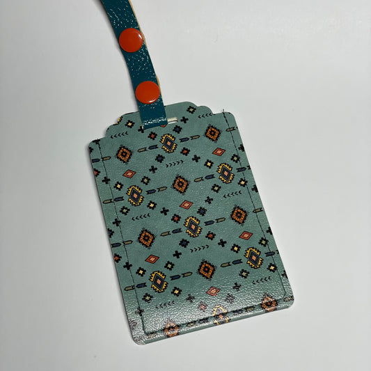 Teal Aztec Luggage Tag