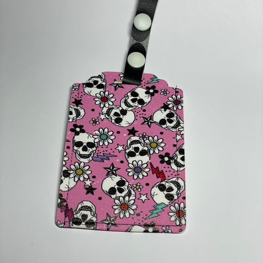 Pink Skelly Luggage Tag