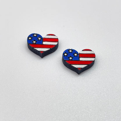 Flag Heart Stud Earrings